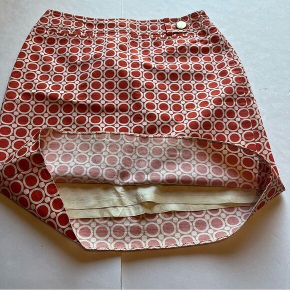 Ann Taylor Petites Orange/White Geometric Patterned Skirt Size 6P Midi Lined - Picture 7 of 7